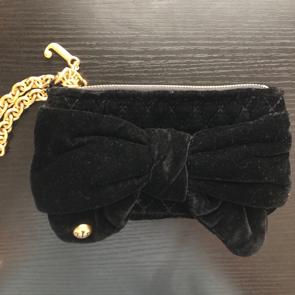 Juicy Couture black velvet wristlet purse
